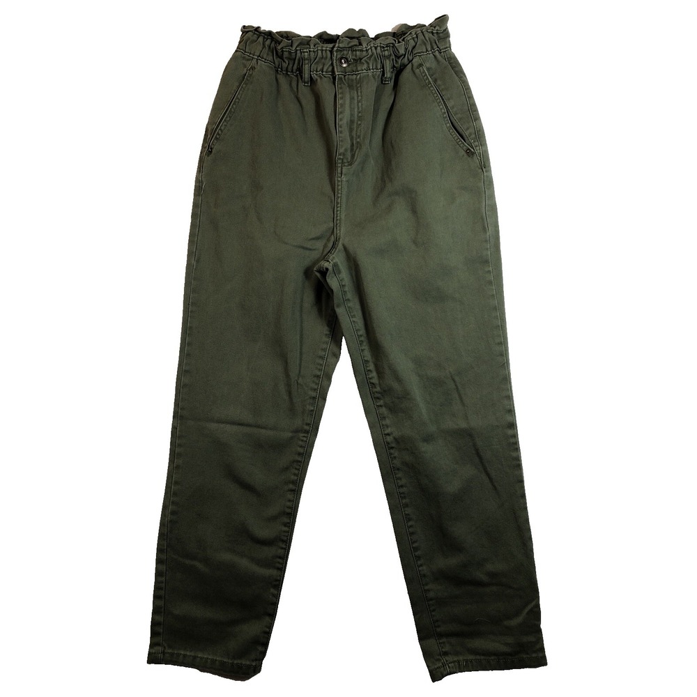 7 For All Mankind Jeans Women's Size 28 Green Denim Paperbag High Rise Elastic